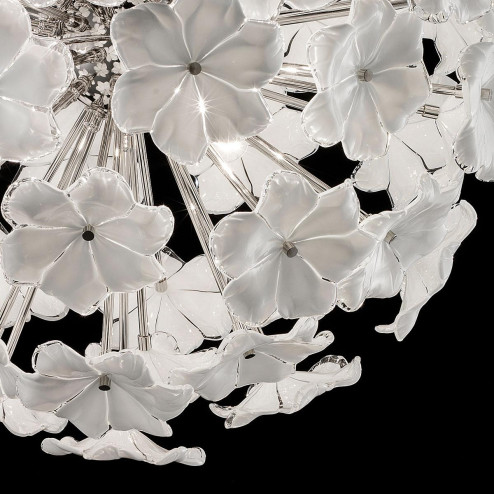 "Lotus" lampara de araña de Murano - 6 luces - blanco y niquel 