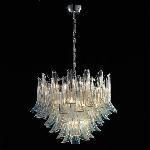 "Mildred" Murano glass chandelier - 7 lights - opal and chrome