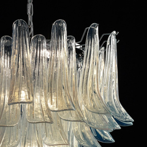 "Mildred" Murano glass chandelier - 7 lights - opal and chrome