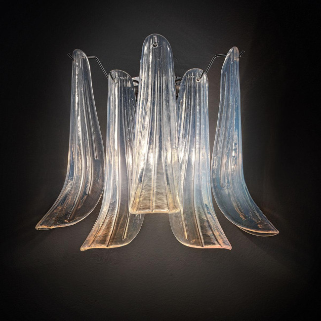 "Mildred" Murano glass sconce - 2 lights - opal and chrome