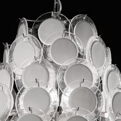 "Melody" lampara de araña de Murano - 12 luces - blanco y cromo