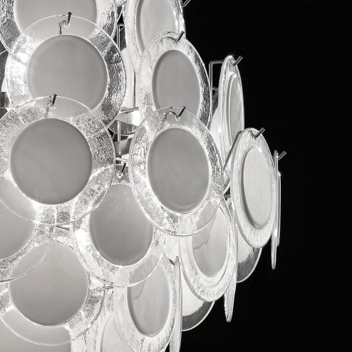 "Melody" lustre en cristal de Murano - 12 lumières - blanc et chrome