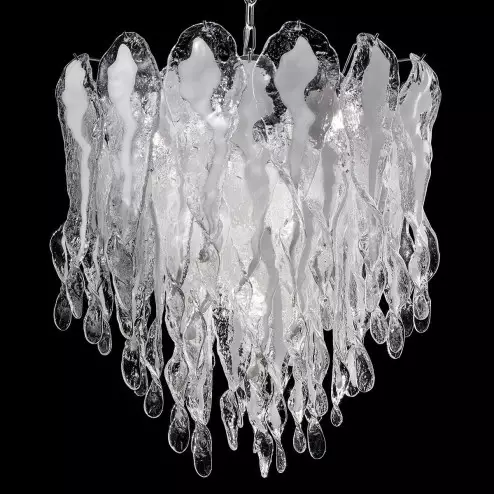 "Natalie" lampara de araña de Murano - 7 luces - blanco y cromo