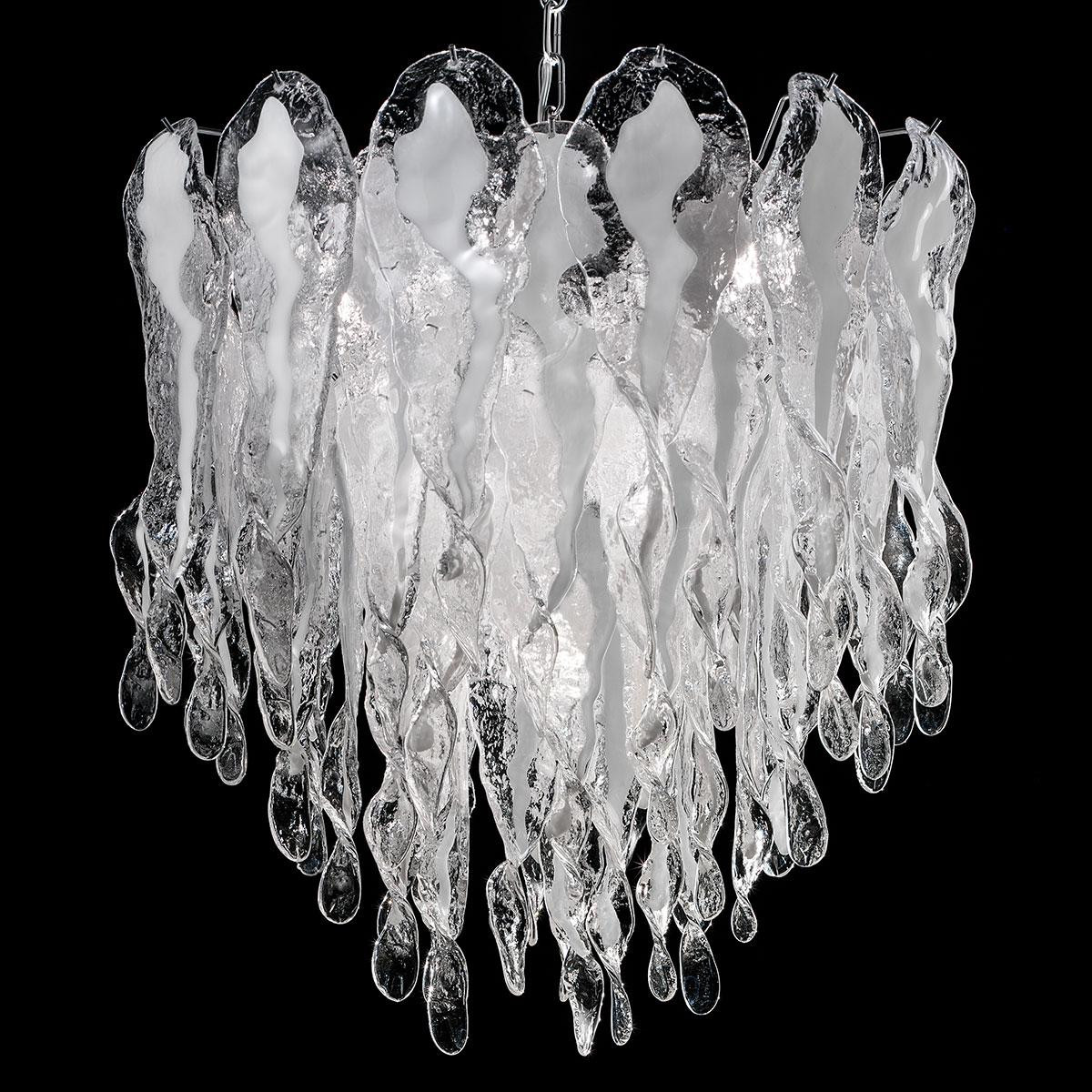 "Natalie" Murano glass chandelier - 7 lights - white and chrome