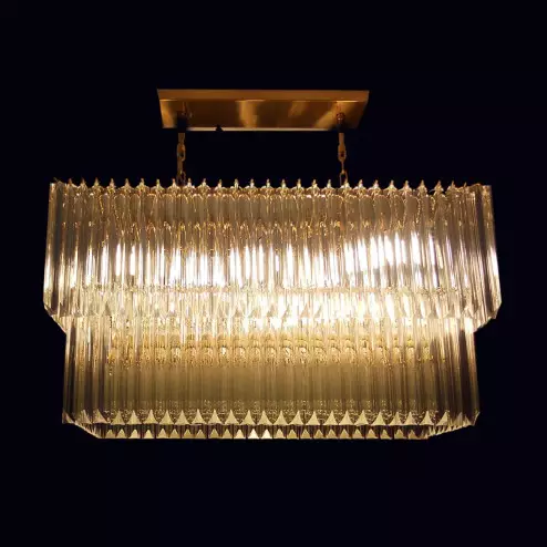 "Anita" Murano glass chandelier - 10 lights - transparent and 24K gold