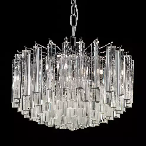 "Reginetta" Murano glass chandelier - 4 lights - transparent and chrome