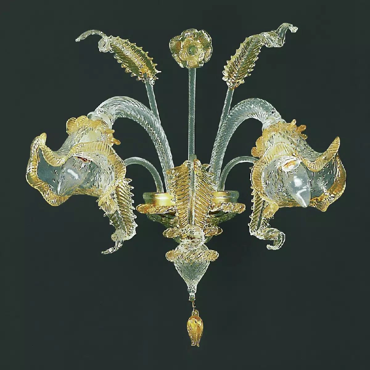 Canal Grande 2 lights Murano sconce transparent gold color
