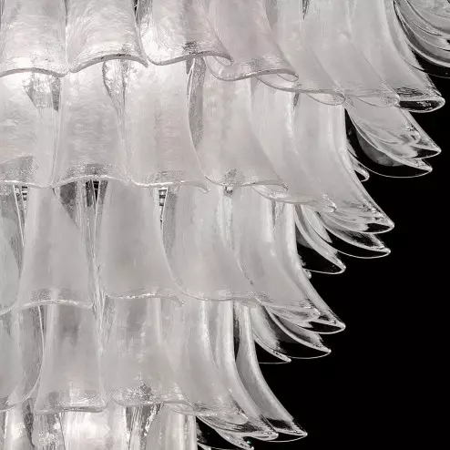"Josephine" Murano glass chandelier - 10 lights - white and chrome