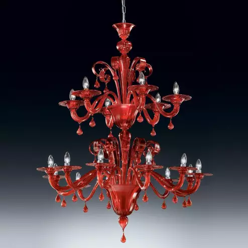 "Stige" lustre en cristal de Murano à deux étages