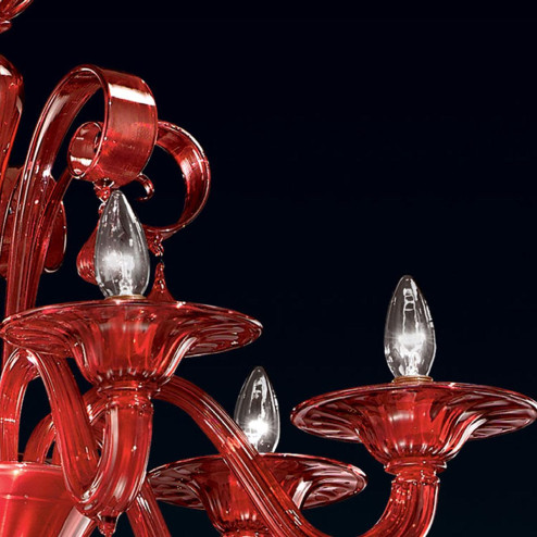 "Stige" two tier Murano glass chandelier - 12+6 lights - red