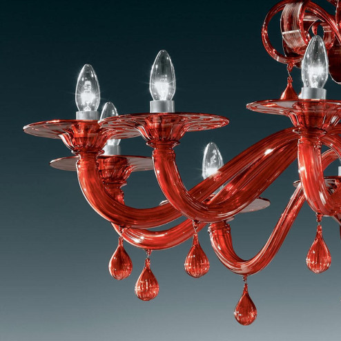 "Stige" zweistufige Murano glas Kronleuchter - 12+6 flammig - rot