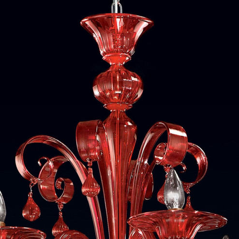 "Stige" two tier Murano glass chandelier - 12+6 lights - red