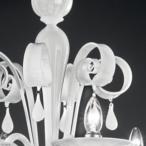 "Stige" Murano glass chandelier - 6 lights - white