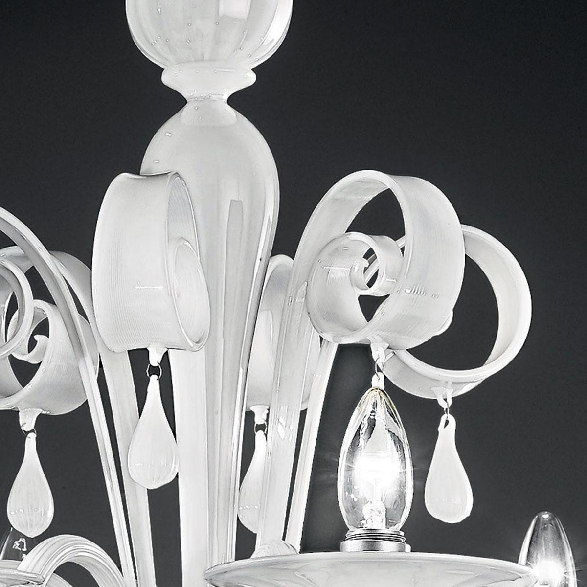 "Stige" lustre en cristal de Murano - 6 lumières - blanc
