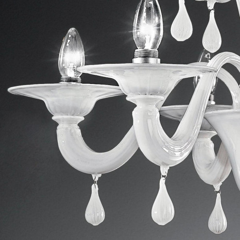 "Stige" Murano glass chandelier - 6 lights - white