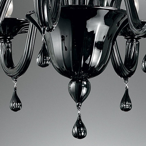 "Stige" lustre en cristal de Murano - 8 lumières - noir