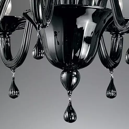 "Stige" Murano glass chandelier - 8 lights - black