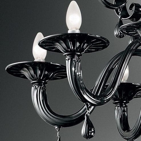 "Stige" lustre en cristal de Murano - 8 lumières - noir