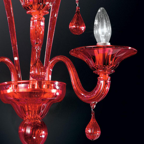 "Stige" Murano glass sconce - 3 lights - red