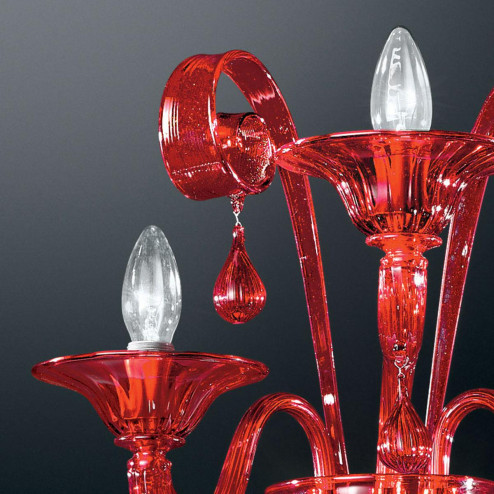 "Stige" Murano glass sconce - 3 lights - red