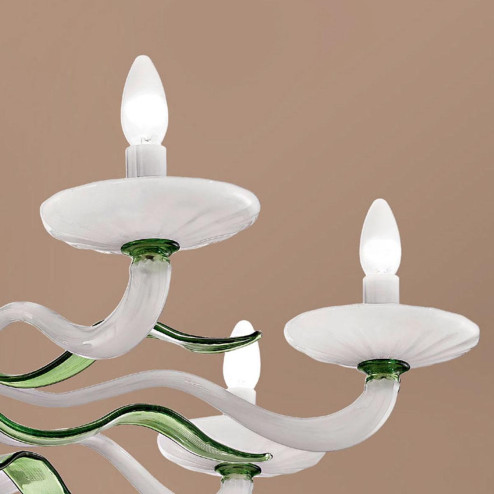 "Hypnos" Murano glass chandelier - 8 lights - white and green