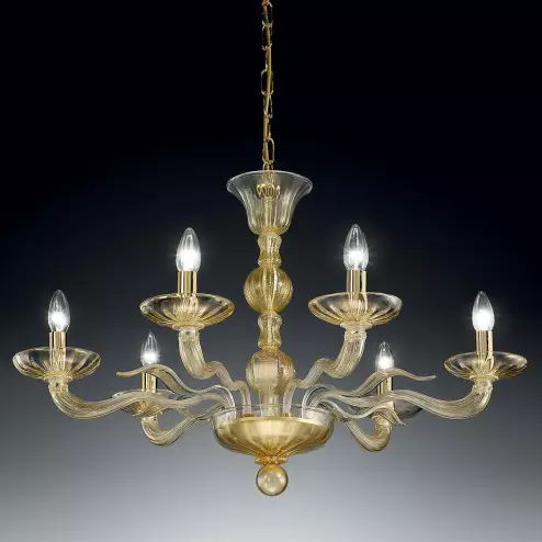 "Hypnos" Murano glass chandelier - 6 lights - gold