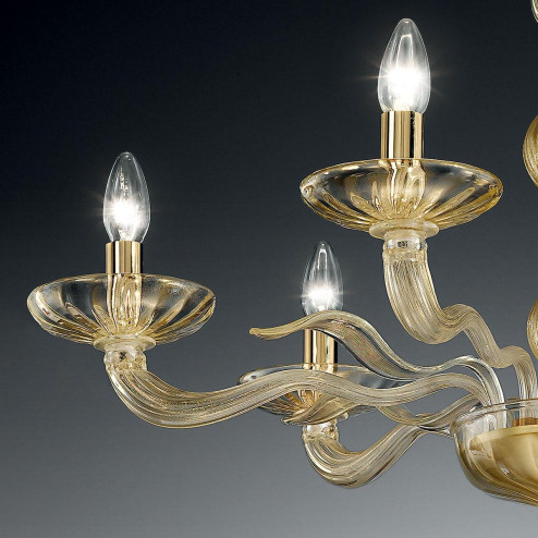 "Hypnos" Murano glass chandelier - 6 lights - gold