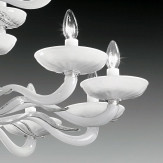 "Hypnos" lampara de araña de Murano dos niveles - 12+6+3 luces - blanco y transparent