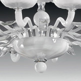 "Hypnos" lampara de araña de Murano dos niveles - 12+6+3 luces - blanco y transparent