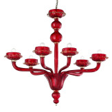 Palladio 6 luces lampara de Murano - color rojo oro