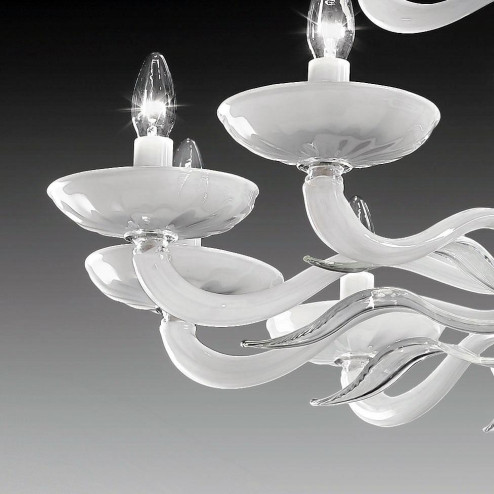"Hypnos" two tier Murano glass chandelier - 12+6+3 lights - white and transparent
