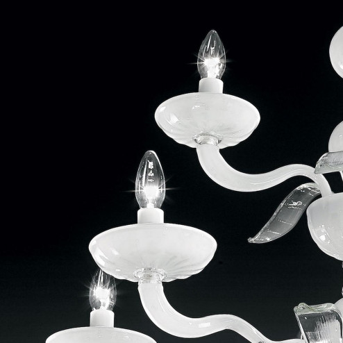 "Hypnos" lustre en cristal de Murano à deux étages - 12+6+3 lumières - blanc et 