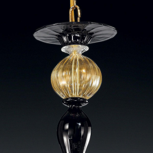 "Cabiri" Murano glas Kronleuchter - 6 flammig - schwarz und gold