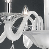 "Cabiri" lustre en cristal de Murano - 6 lumières - blanc et transparent