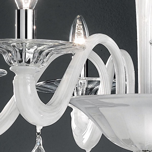 "Cabiri" lampara de araña de Murano - 6 luces - blanco y transparente