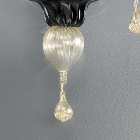 "Cabiri" applique en verre de Murano - 2 lumières - noir et or