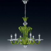 "Etere" Murano glas Kronleuchter - 6 flammig - grün und transparent