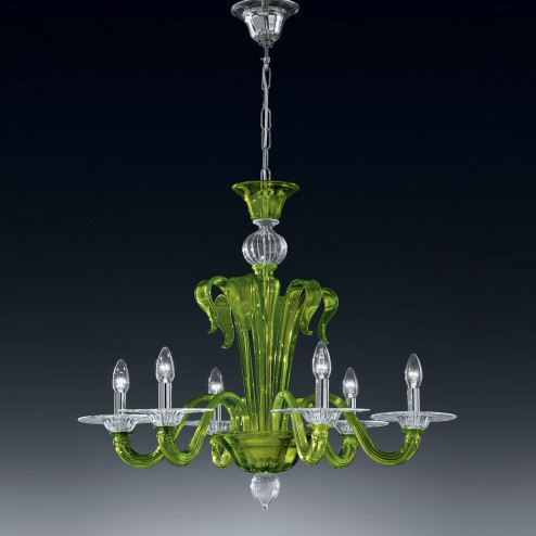"Etere" Murano glass chandelier - 6 lights - green and transparent
