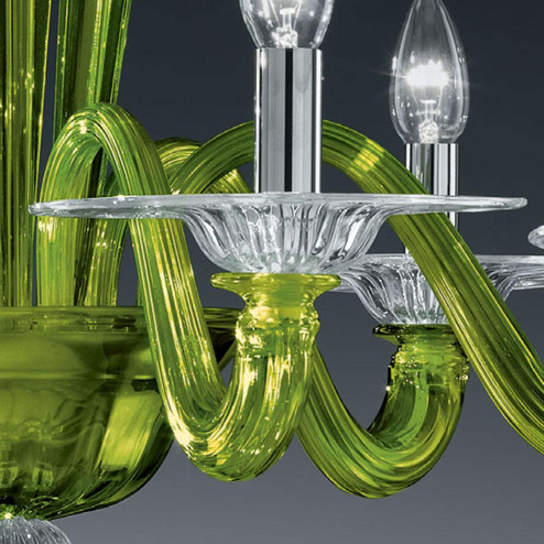 "Etere" lustre en cristal de Murano - 6 lumières - vert et transparent