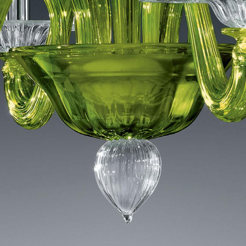 "Etere" Murano glas Kronleuchter - 6 flammig - grün und transparent