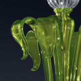 "Etere" lampara de araña de Murano - 6 luces - verde y transparente