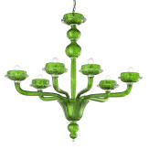 Palladio 6 lights Murano chandelier - green transparent color