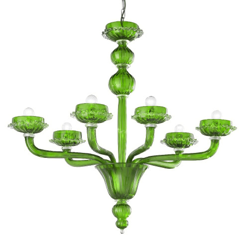 Palladio 6 lights Murano chandelier - green transparent color