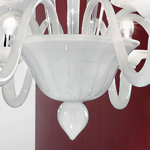 "Etere" lampara de araña de Murano - 8 luces - blanco y transparente