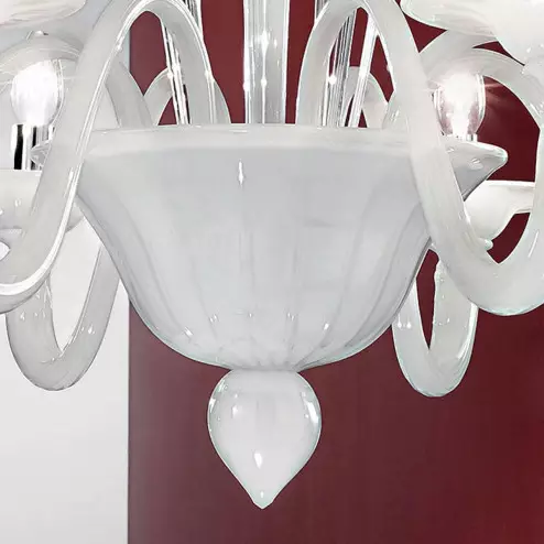 "Etere" Murano glass chandelier - 8 lights - white and transparent