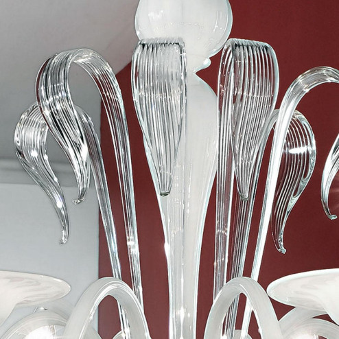 "Etere" lustre en cristal de Murano - 8 lumières - blanc et transparent