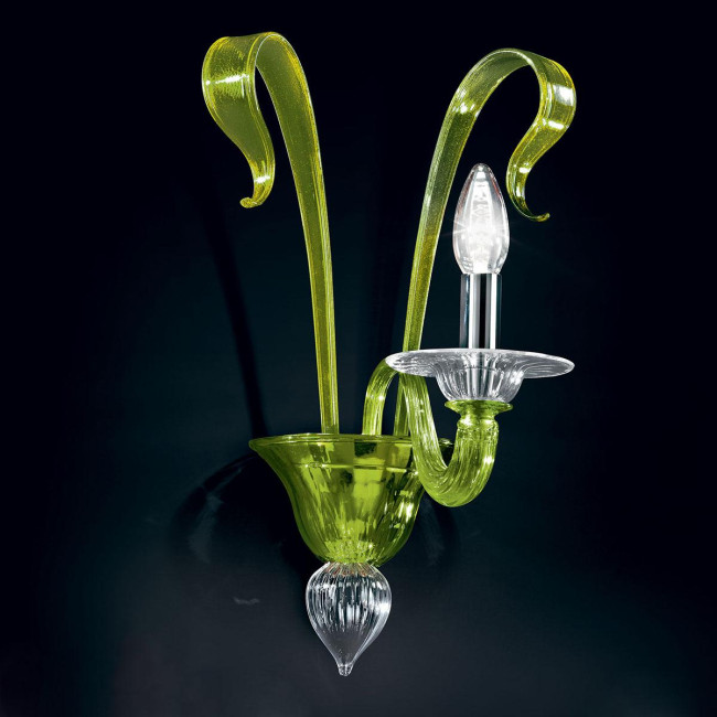 "Etere" applique en verre de Murano - 1 lumière - vert et transparent