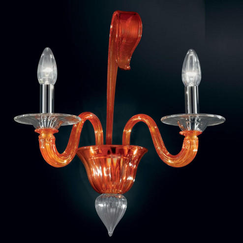 "Etere" Murano glass sconce - 2 light -oranges and transparent