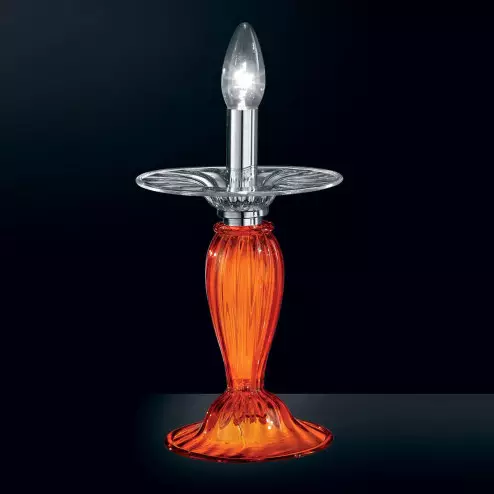"Etere" lampara de mesita de noche de Murano - 1 luce - naranja y transparente