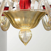 "Ermes" Murano glas Kronleuchter - 6 flammig - rot und gold